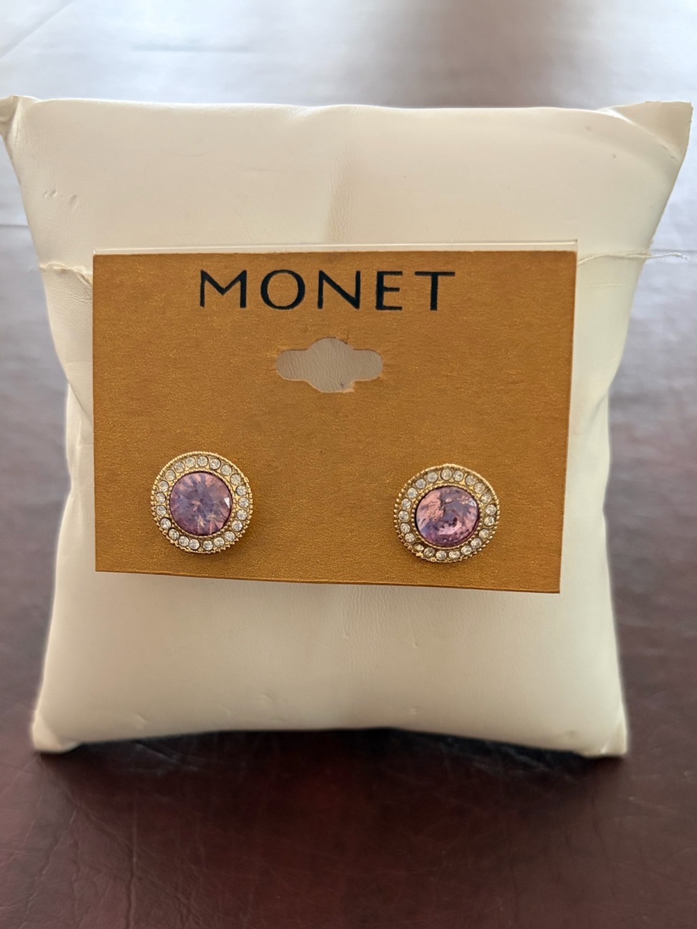 Monet Purple Crystal Halo Stud Earrings